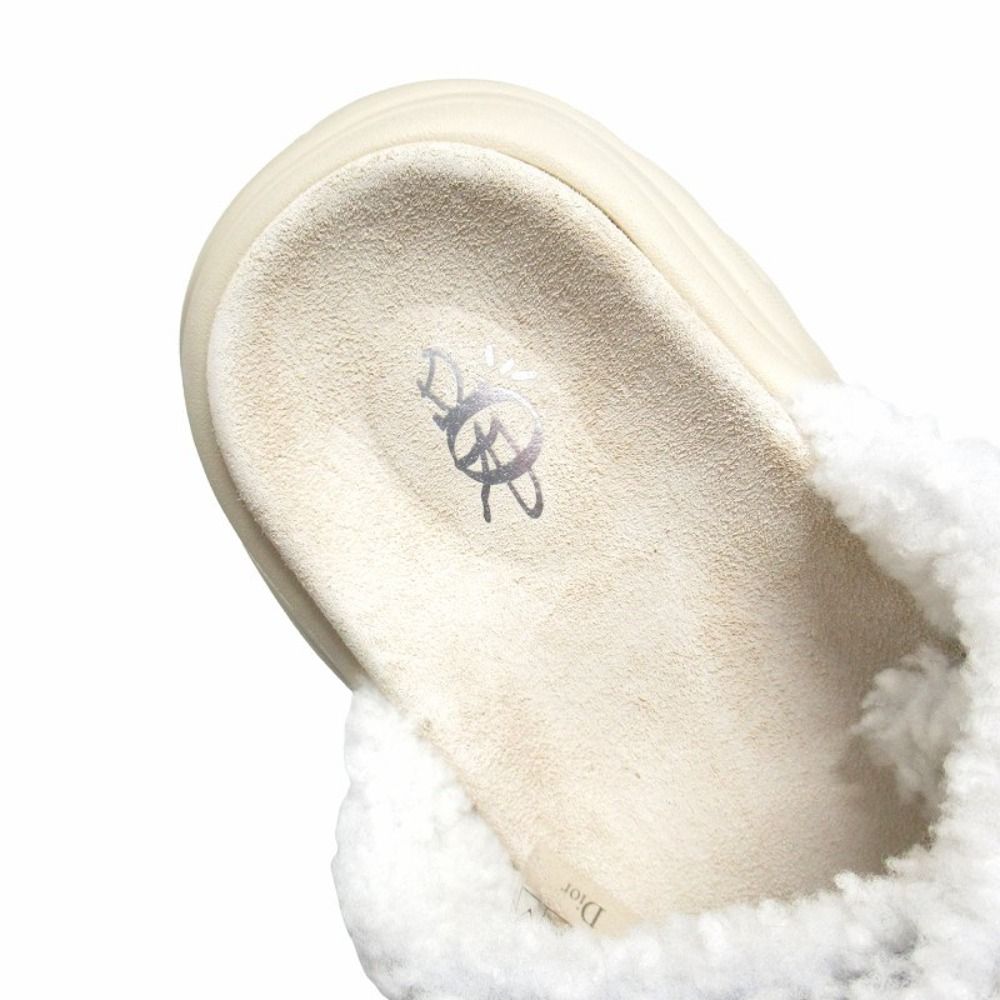 Dior Town Oblique Jacquard Shearling Sandals Shoes Trotter 40 Beige Brown