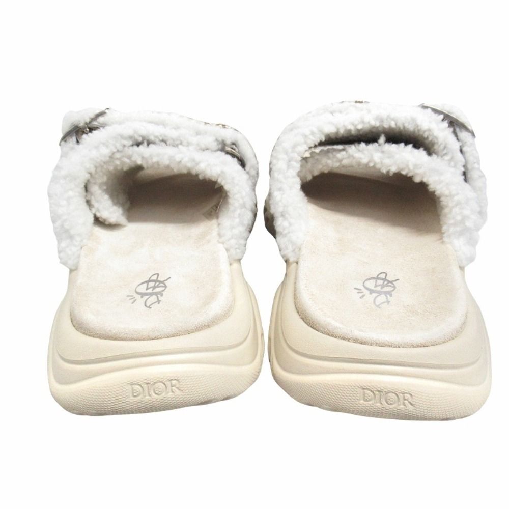Dior Town Oblique Jacquard Shearling Sandals Shoes Trotter 40 Beige Brown