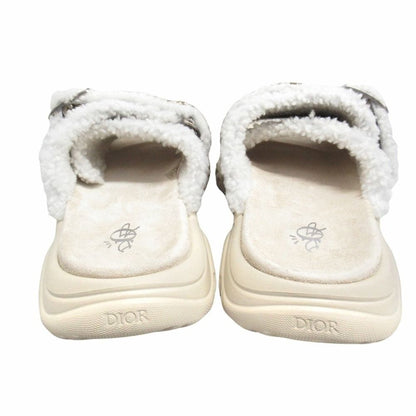 Dior Town Oblique Jacquard Shearling Sandals Shoes Trotter 40 Beige Brown