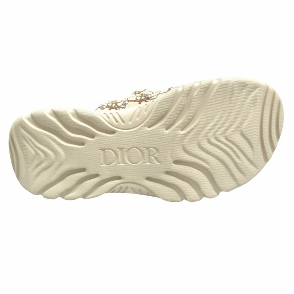 Dior Town Oblique Jacquard Shearling Sandals Shoes Trotter 40 Beige Brown