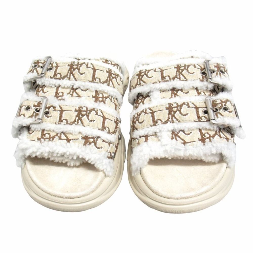 Dior Town Oblique Jacquard Shearling Sandals Shoes Trotter 40 Beige Brown