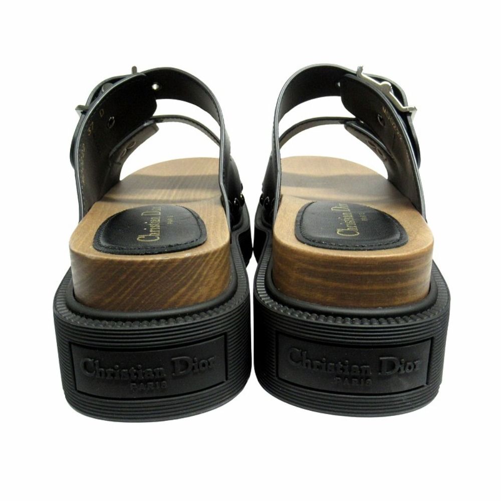 Dior Quake Leather Strap Sandals Shoes 37 Black