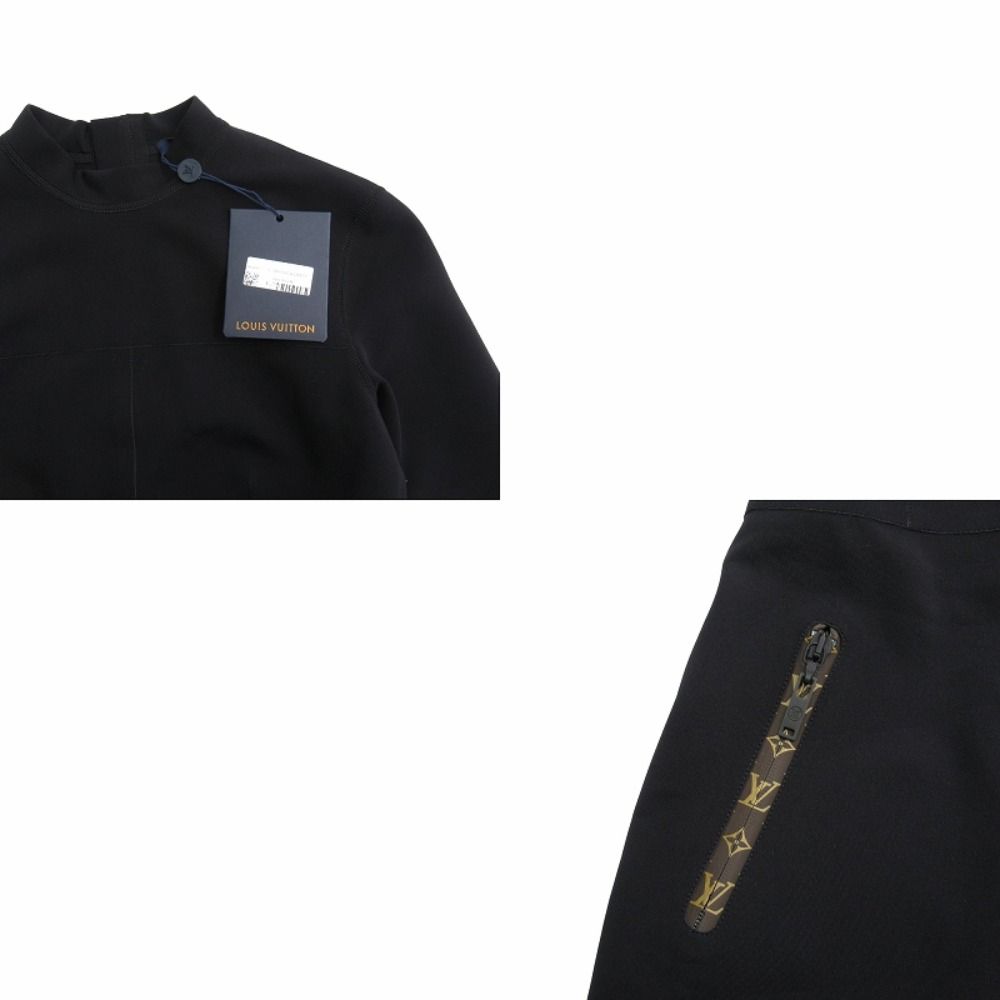 Louis Vuitton Monogram Zipper Dress High Neck Fit 34 Black