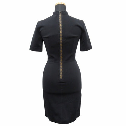 Louis Vuitton Monogram Zipper Dress High Neck Fit 34 Black