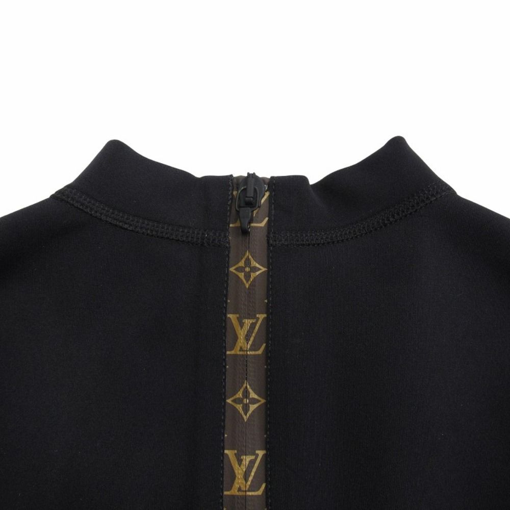 Louis Vuitton Monogram Zipper Dress High Neck Fit 34 Black