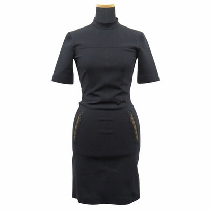 Louis Vuitton Monogram Zipper Dress High Neck Fit 34 Black