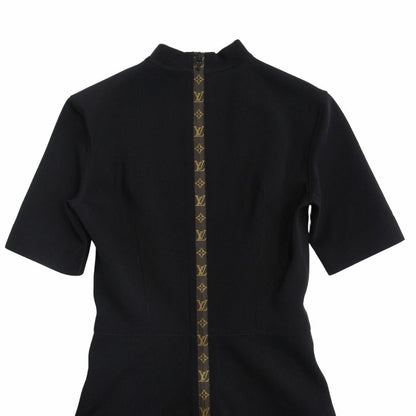 Louis Vuitton Monogram Zipper Dress High Neck Fit 34 Black