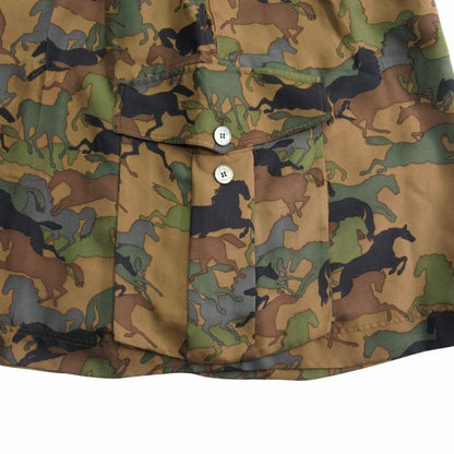Hermes Horse Camouflage All Over Pattern Cargo Skirt Silk Hose Logo Button 34
