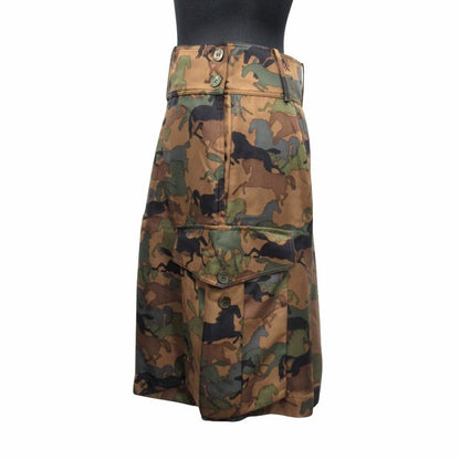 Hermes Horse Camouflage All Over Pattern Cargo Skirt Silk Hose Logo Button 34