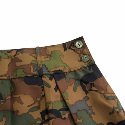 Hermes Horse Camouflage All Over Pattern Cargo Skirt Silk Hose Logo Button 34