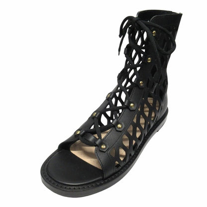 Dior D Trap Mesh Leather Sandals Boots Shoes 37 Black
