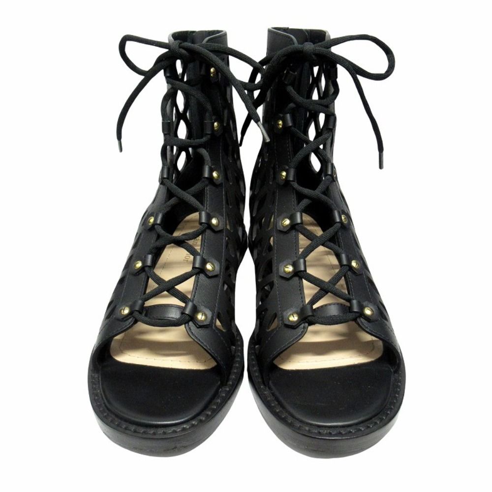 Dior D Trap Mesh Leather Sandals Boots Shoes 37 Black