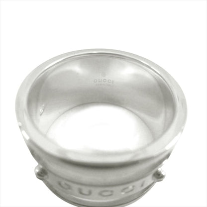 Gucci Polished Logo Vis Ring Wide Silver