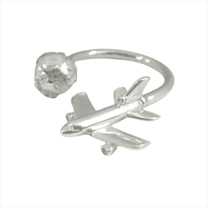 Tiffany & Co Polished Airplane Globe Key Ring Key Holder Silver