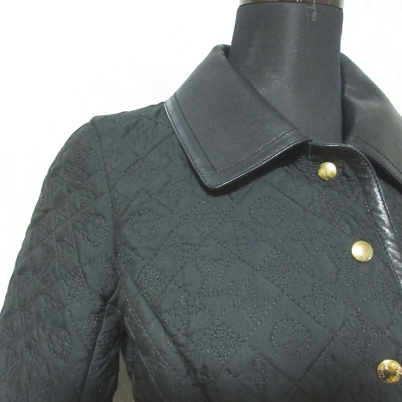 Louis Vuitton Leather Switch Monogram Quilted Jacket 34 Black