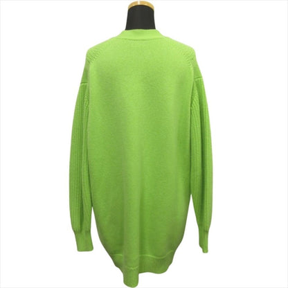 Hermes Series Button Oversize Cardigan Knit Sweater Cashmere Cotton 34 Green