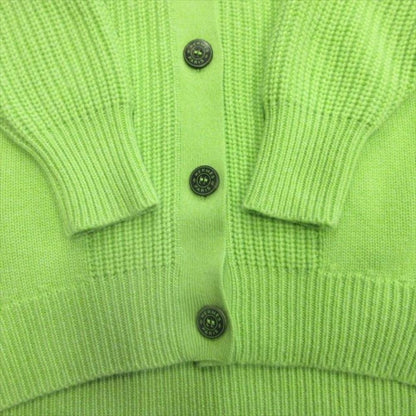Hermes Series Button Oversize Cardigan Knit Sweater Cashmere Cotton 34 Green