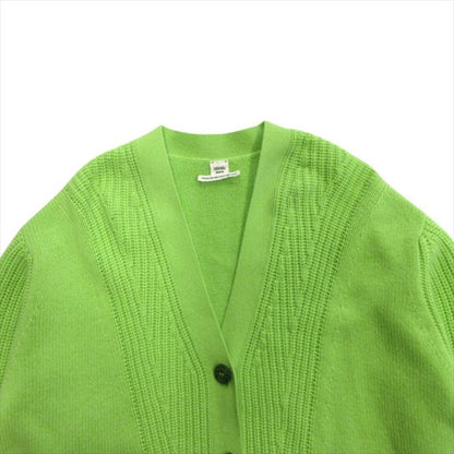 Hermes Series Button Oversize Cardigan Knit Sweater Cashmere Cotton 34 Green