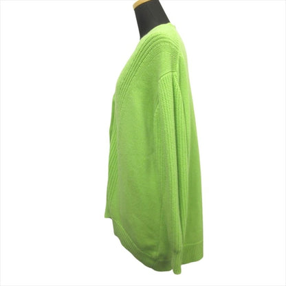 Hermes Series Button Oversize Cardigan Knit Sweater Cashmere Cotton 34 Green