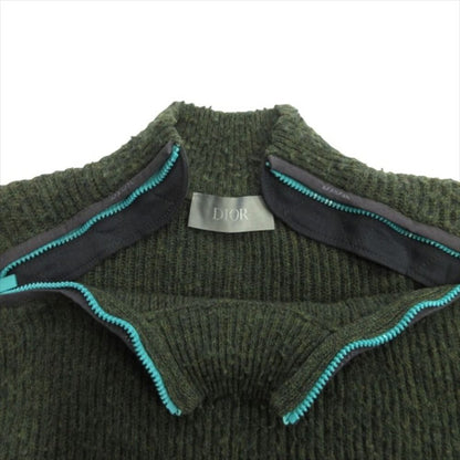Dior Casentino Knit Sweater Melange Knapping Wool Logo Runway Wear S Green