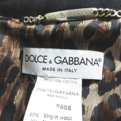 Dolce & Gabbana Vintage Gold Button Double Breasted Coat Black
