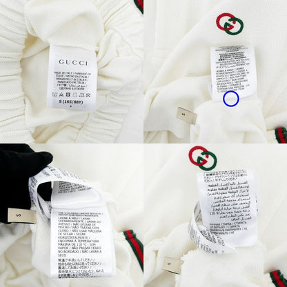 Gucci Web Stripe Cotton Pique Short Sleeve Polo Shirt Cropped White S Top