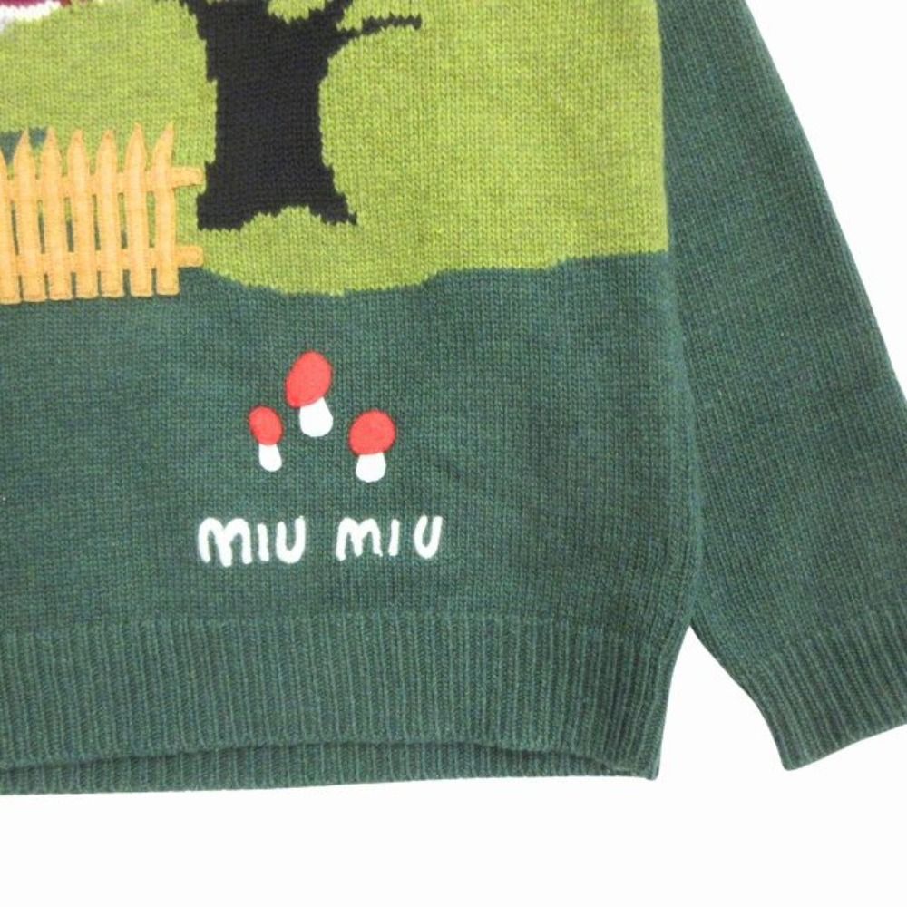 Miu Miu Landscape Intarsia Sweater Knit Top Long Sleeve Archive 40 Green White