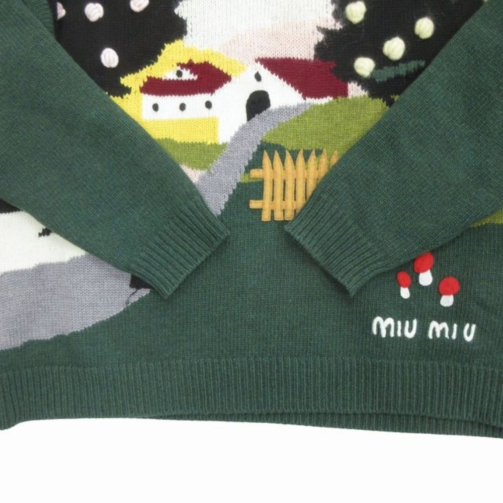 Miu Miu Landscape Intarsia Sweater Knit Top Long Sleeve Archive 40 Green White