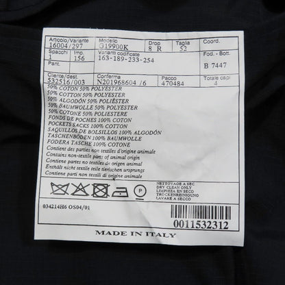 Hermes Cotton Poly Tailored Jacket Black Leather Center Vent Graph Check 52 Navy