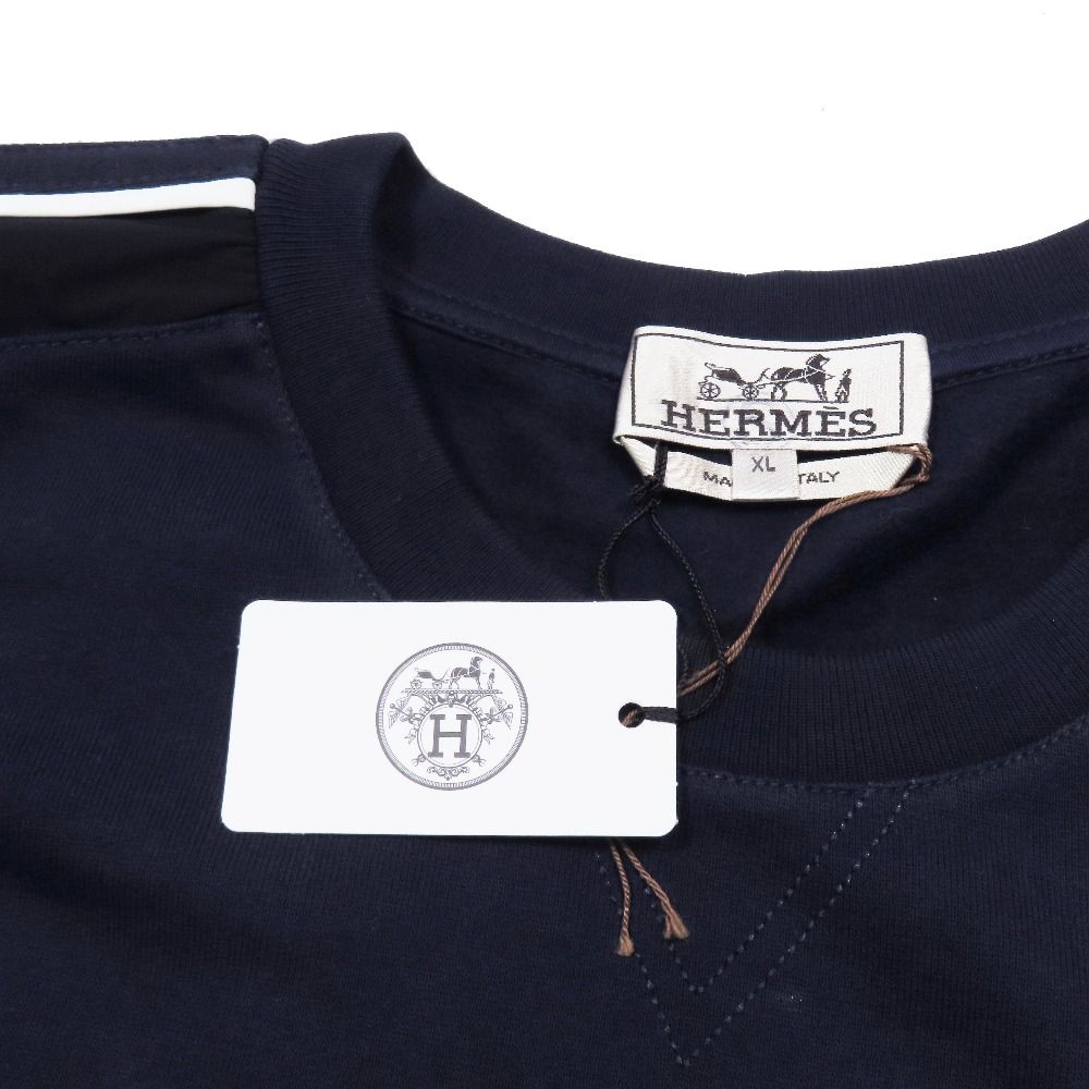 Hermes Run Sweatshirt Shirt Hline Brushed Lining Top Side Line Trainers XL Navy