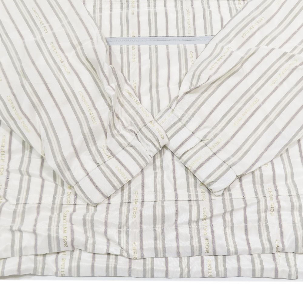 Dior Anorak Jacket Pullover Hoodie Half Zip Logo All Over Pattern Stripe 48
