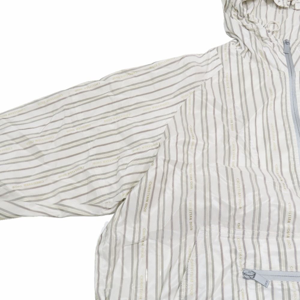 Dior Anorak Jacket Pullover Hoodie Half Zip Logo All Over Pattern Stripe 48
