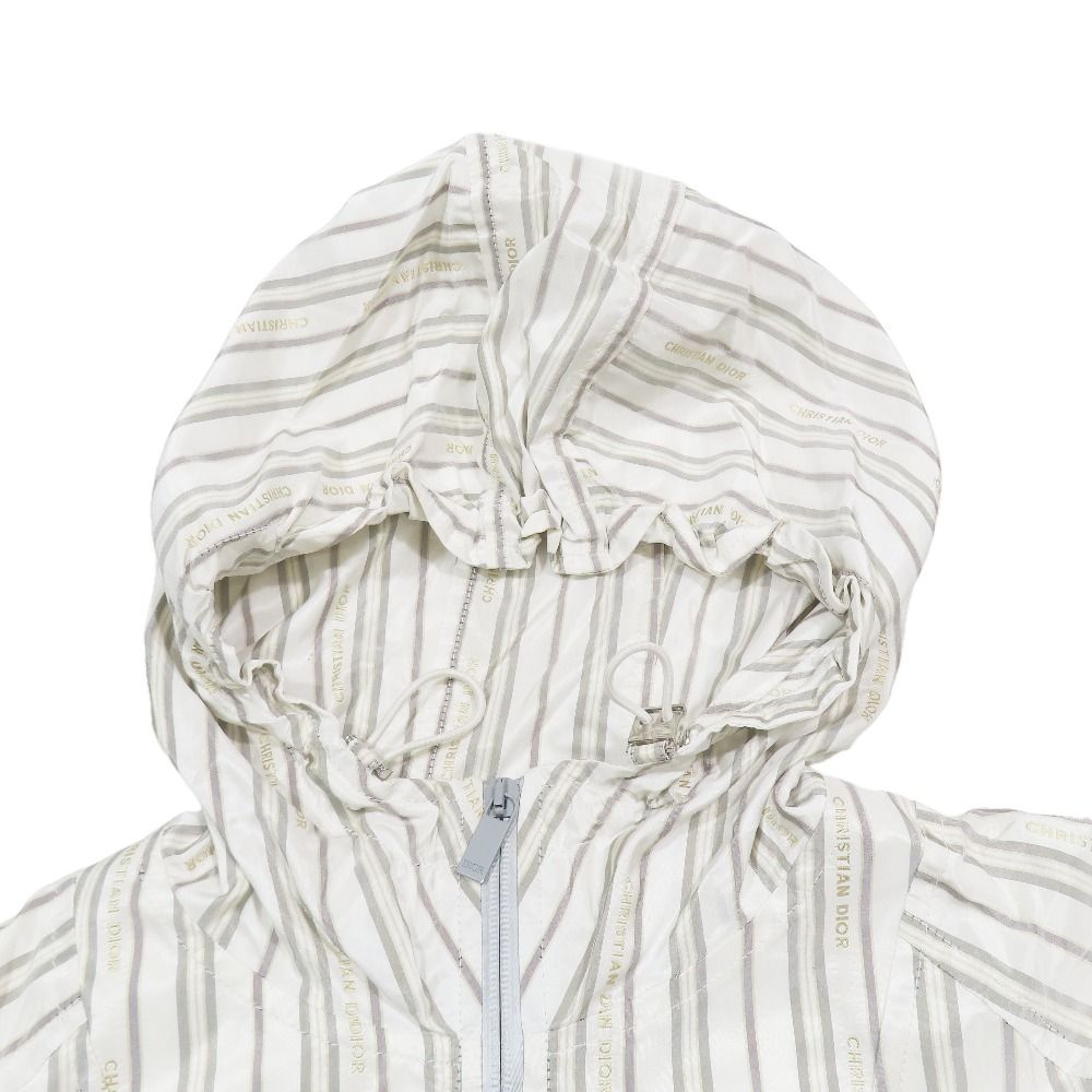 Dior Anorak Jacket Pullover Hoodie Half Zip Logo All Over Pattern Stripe 48