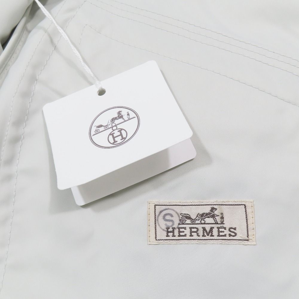 Hermes Nylon Zip Up Jacket Series Button 48 Light Gray