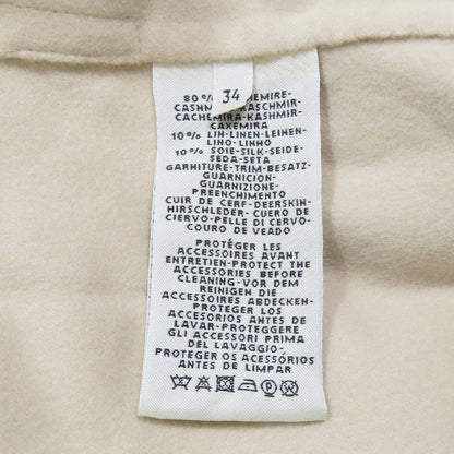 Hermes Cashmere Double Face Long Vest Sleeveless Wrap Coat Gilet Belt 34 Beige