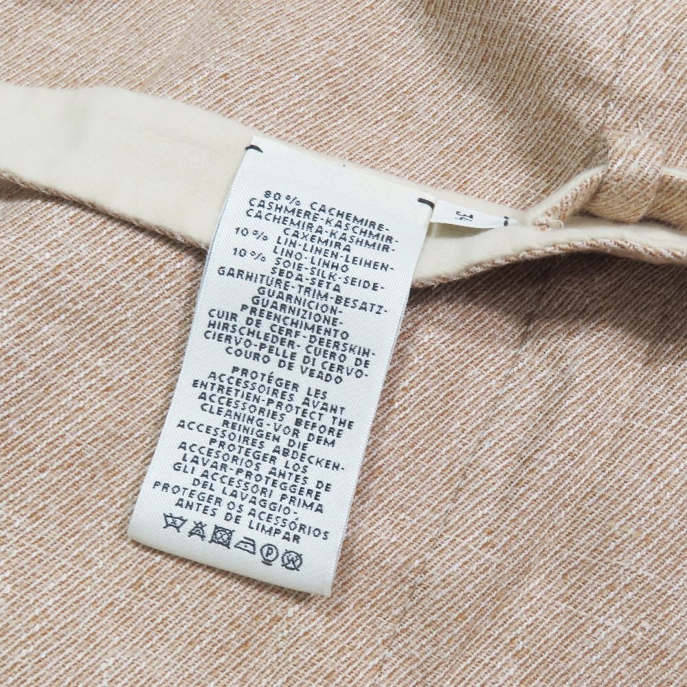 Hermes Cashmere Double Face Long Vest Sleeveless Wrap Coat Gilet Belt 34 Beige