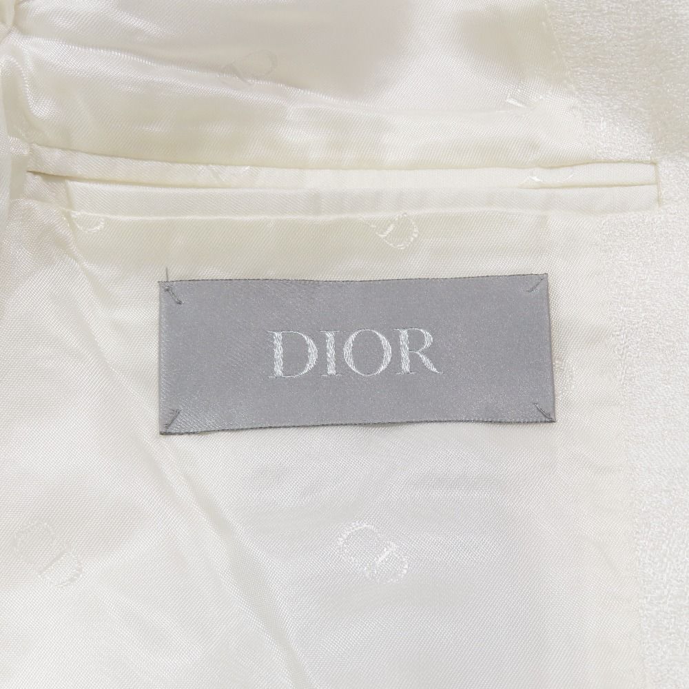 Dior Silk Jacquard Jacket Blue Leather All Pattern Shadow All 44 Glossy White
