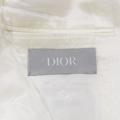 Dior Silk Jacquard Jacket Blue Leather All Pattern Shadow All 44 Glossy White
