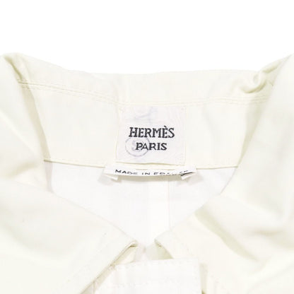 Hermes All in One Coverall Short Sleeve Shorts Half Zip Belt Cotton 34 White
