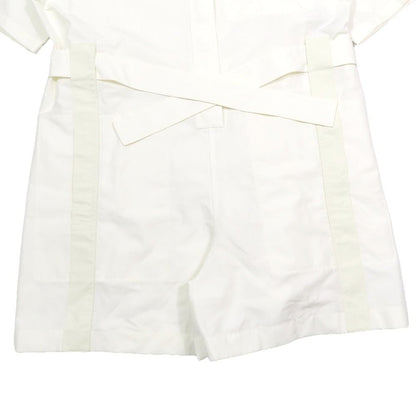 Hermes All in One Coverall Short Sleeve Shorts Half Zip Belt Cotton 34 White