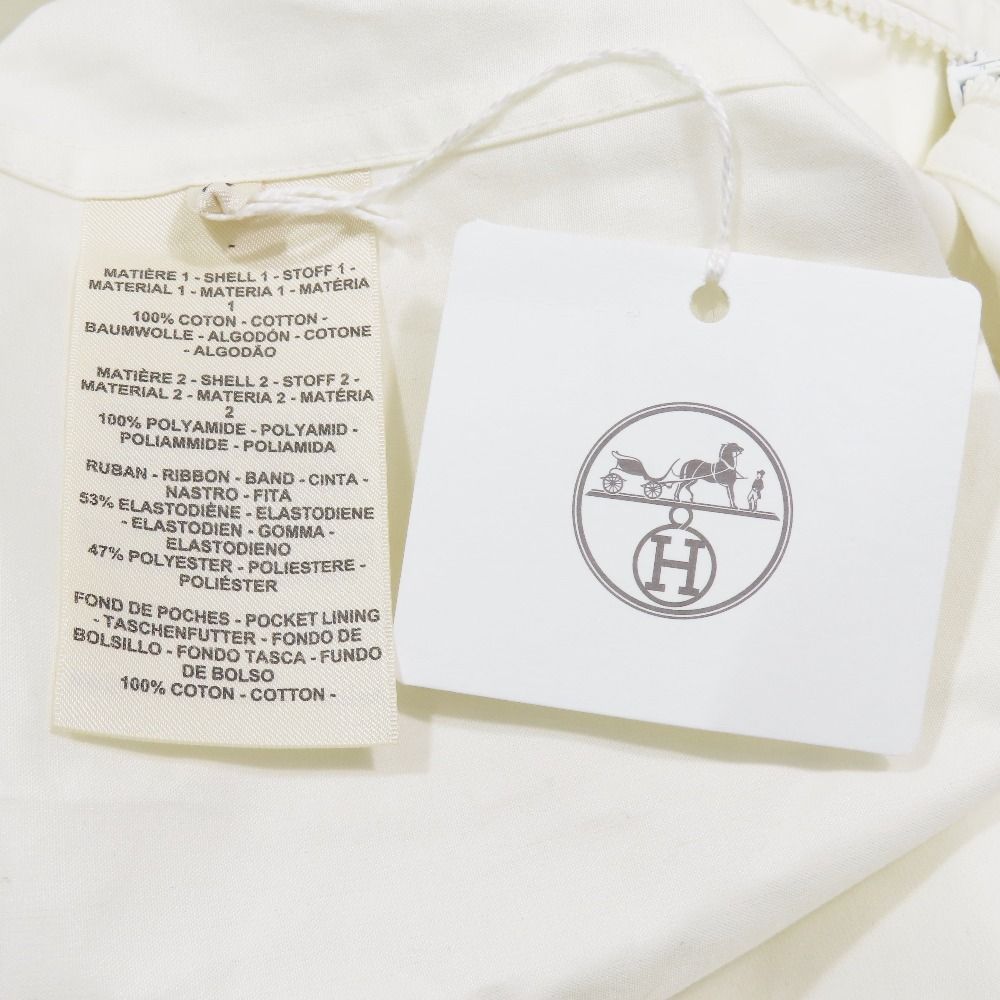 Hermes All in One Coverall Short Sleeve Shorts Half Zip Belt Cotton 34 White