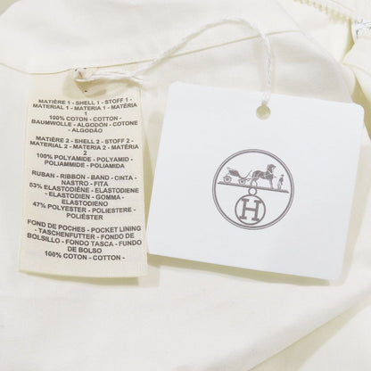 Hermes All in One Coverall Short Sleeve Shorts Half Zip Belt Cotton 34 White