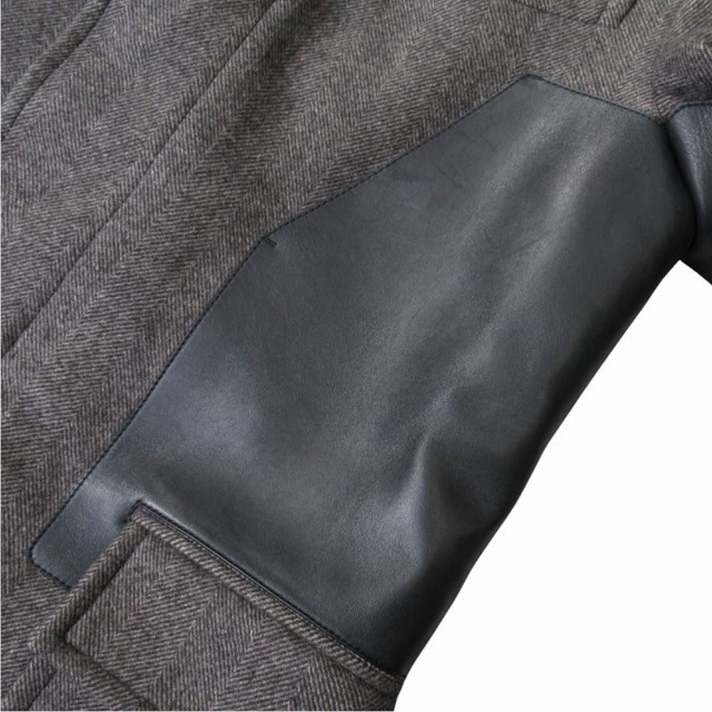 Hermes Emile Maxi Pocket Coat Virgin Wool Calfskin Archive 48 Brown