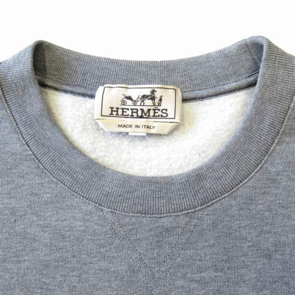 Hermes Hose Sweatshirt Trainers Top Long Sleeve Lambskin Leather S Gray