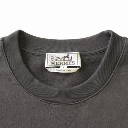 Hermes Sweatshirt Trainers Top Long Sleeve Lambskin Leather Patch Pocket S Khaki