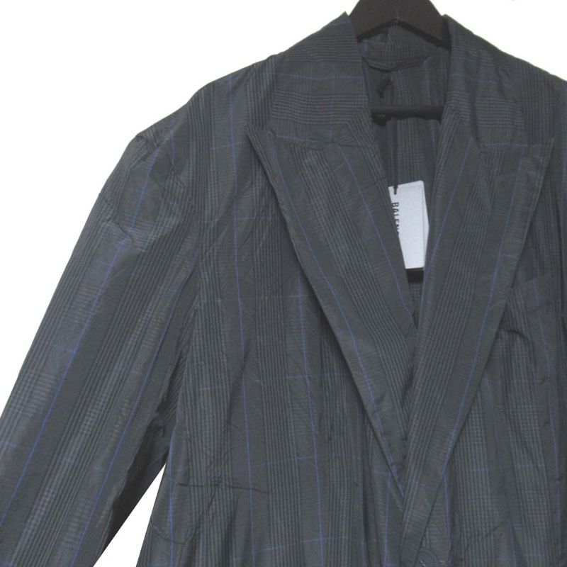 Balenciaga Plaid Oversize Chesterfield Coat 1 170 Gray