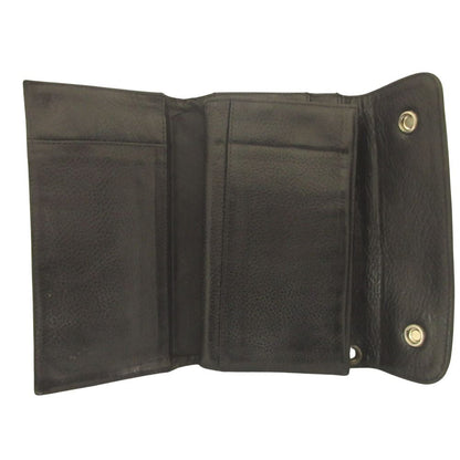 Chrome Hearts Wave Wallet Cross Button Daga Leather Black Silver