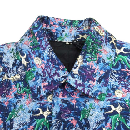 Dior Homme Kenny Shaaf Art Jacquard Color Coat Jacket 48 Navy