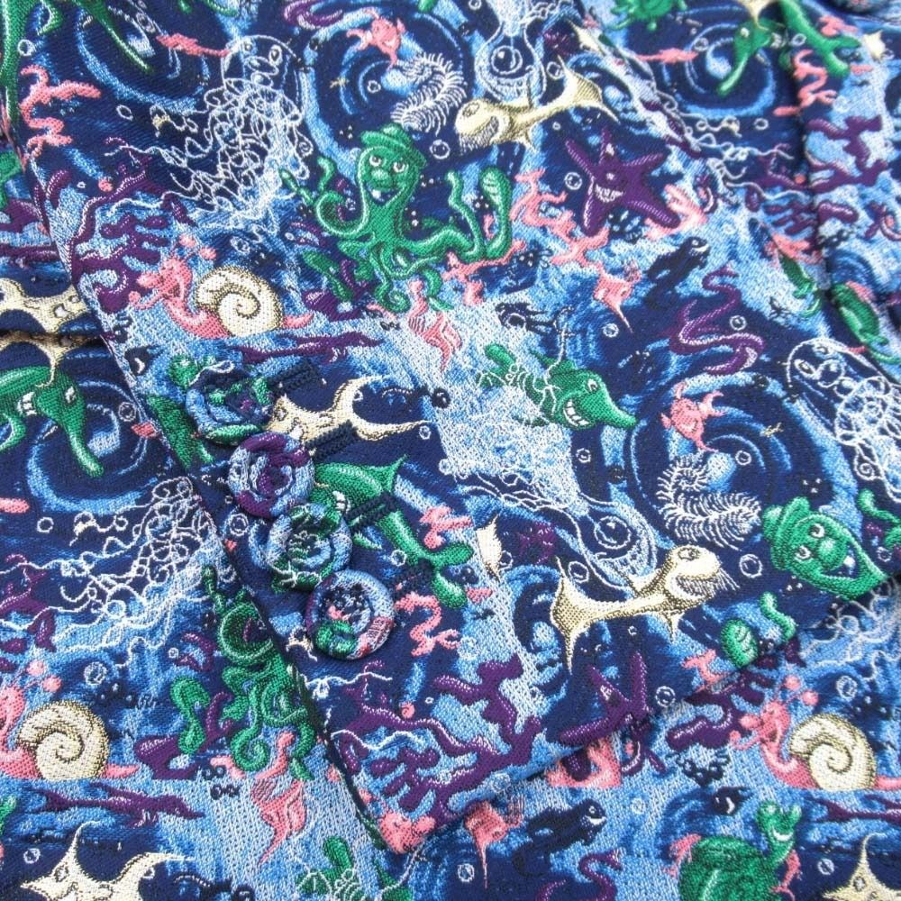 Dior Homme Kenny Shaaf Art Jacquard Color Coat Jacket 48 Navy