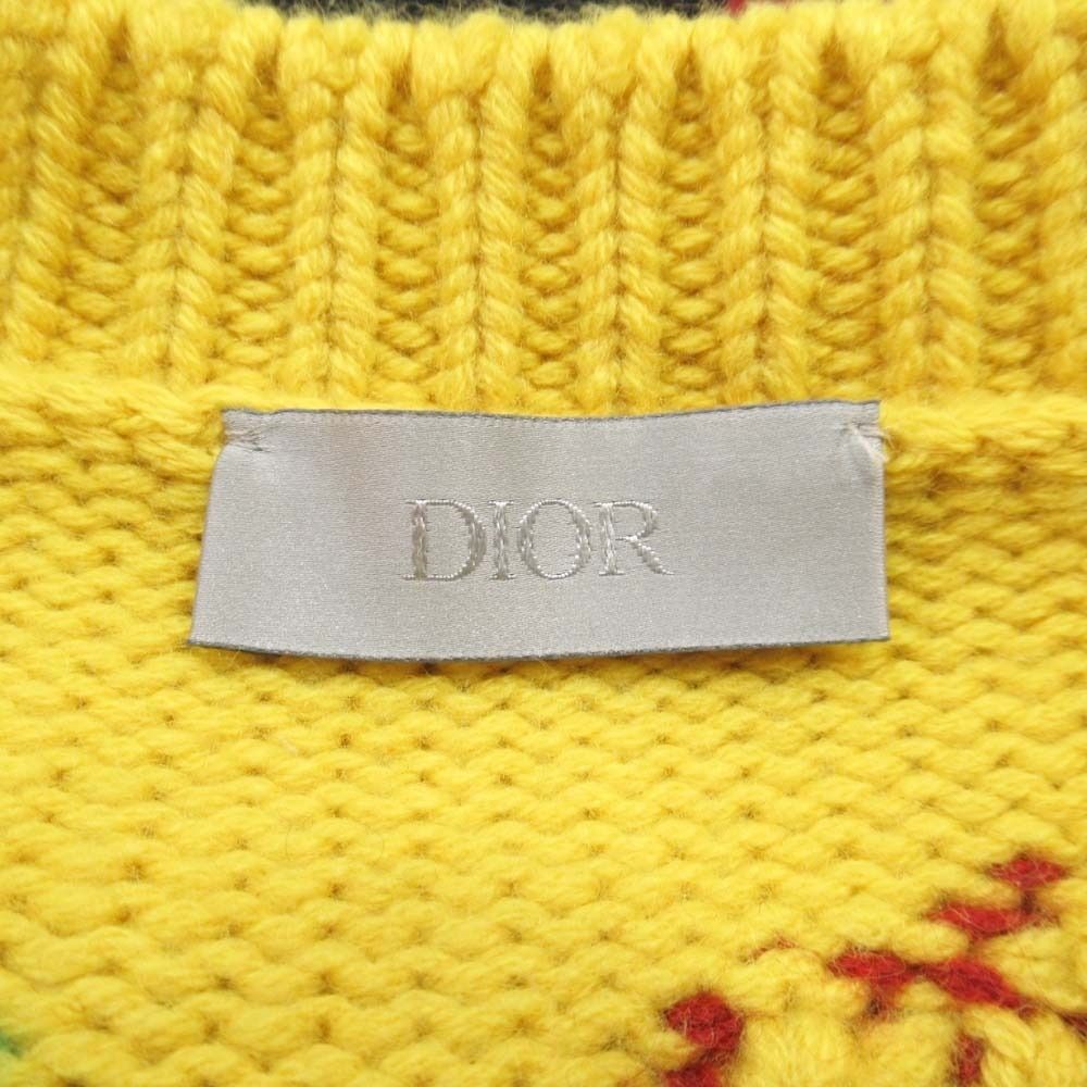 Dior Homme Peter Doig Collaboration Cashmere Jacquard Knit Sweater L Yellow